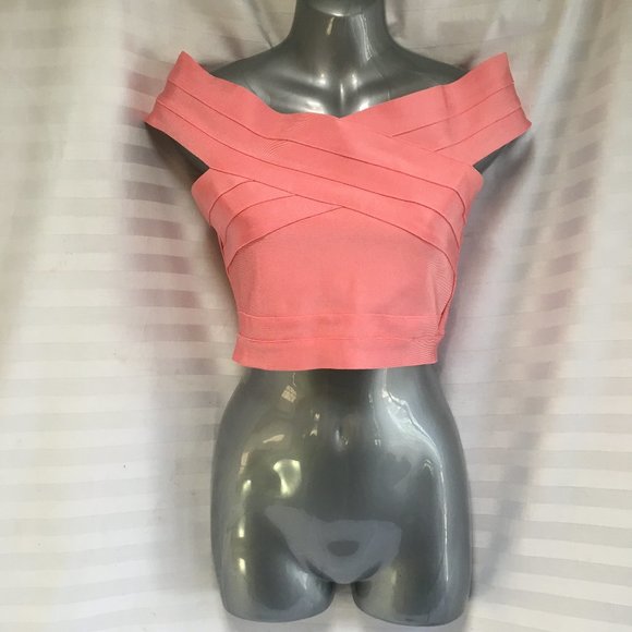 YaYa & Co Formal Coral Pink Top Strapless Grad Prom Zipper Sz Med Fitted Stretch - Picture 2 of 14